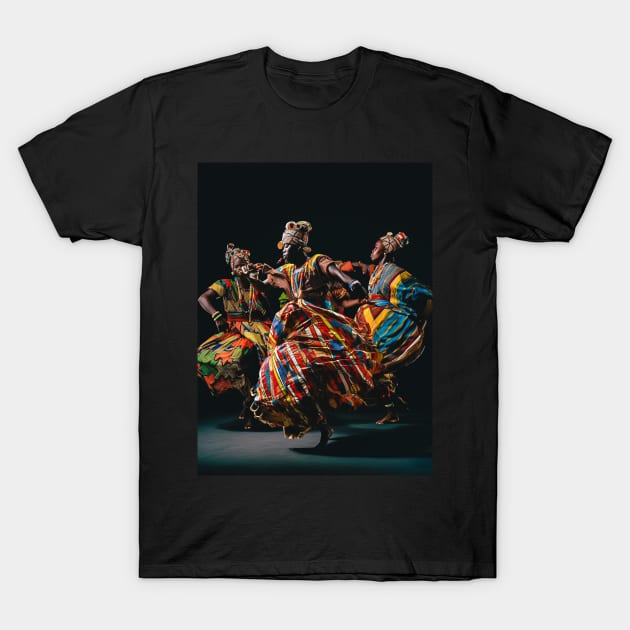 Captivating African Tribe Dancing Photograph - Dynamic Cultural Wall Art Print for Bohemian Home Decor and Travel Lovers T-Shirt by Rolling Reality